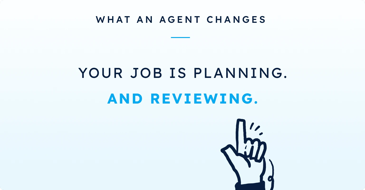 What an agent changes: your job is planning. And reviewing.