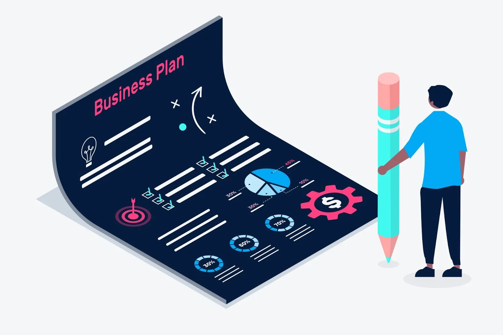 A shed business owner mapping out a business plan
