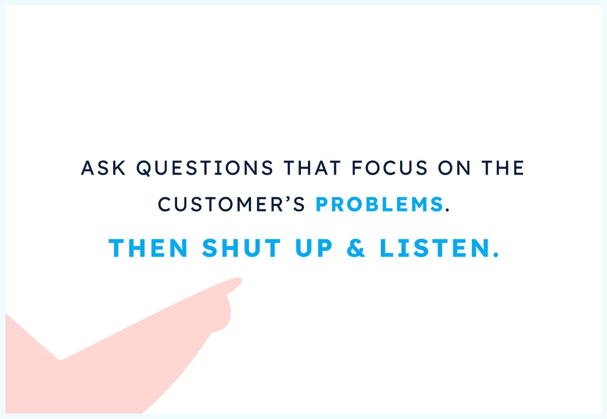 Ask strategic discovery questions, then stop talking and listen