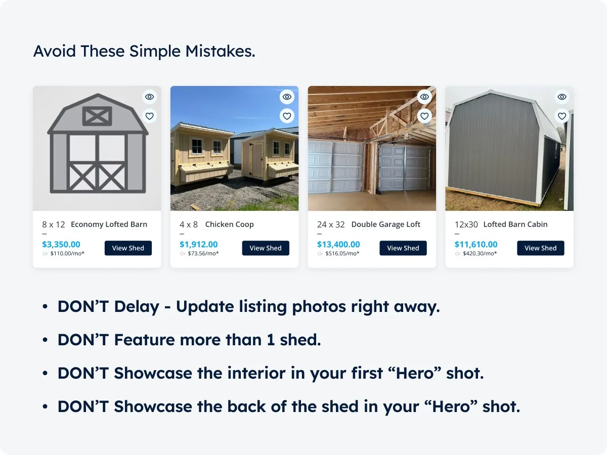 Hero image don'ts: cramped, cluttered shots that crop poorly