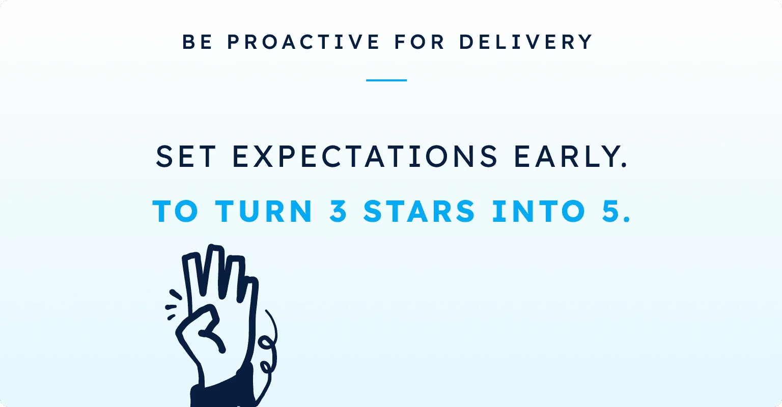Be proactive for delivery: set expectations early to turn 3 stars into 5.