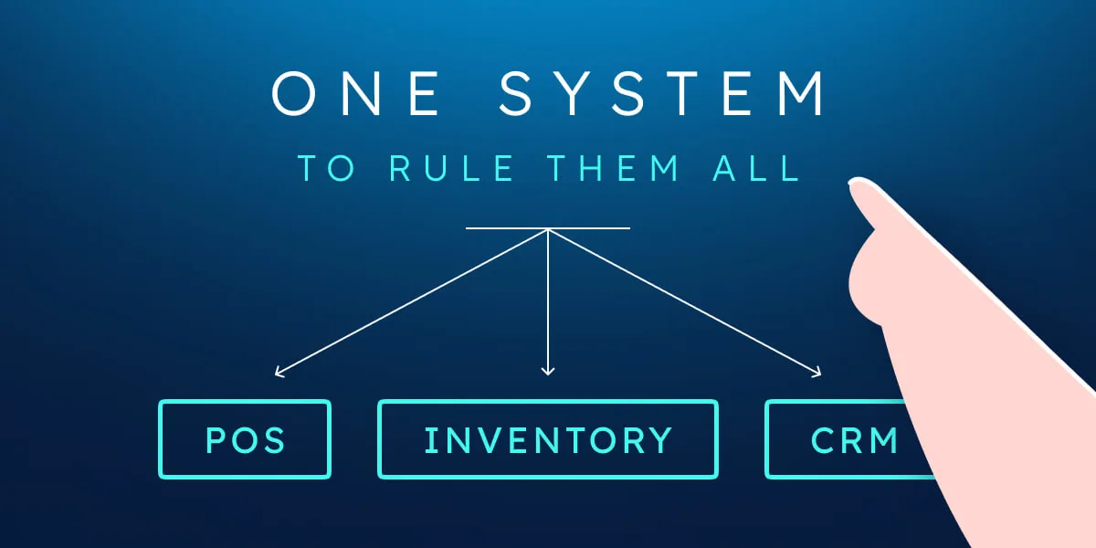Infographic: one system replacing the patchwork of CRM, spreadsheets, and point-of-sale tools